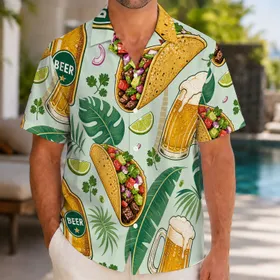 Taco Beer Tropical Fiesta For Beach Vacations, Luau Parties And Summer Foodie Lovers Hawaiian Shirt