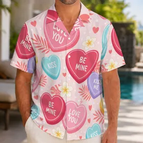 Candy Conversation Hearts for Valentine Beach Parties and Tropical Resort Getaways Hawaiian Shirt