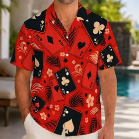 Casino Playing Cards And Aces For Vegas Parties, Cruise Nights And Poker Players Hawaiian Shirt