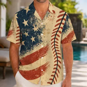 Vintage Baseball Stars And Stripes For Summer Ballparks And Beach Getaways For Fans Hawaiian Shirt