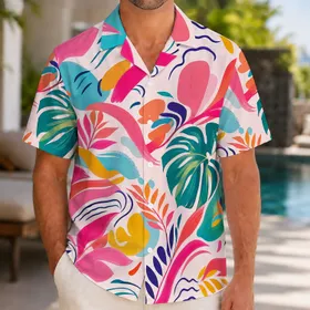 Abstract Tropical Brushstrokes for Beach Vacations, Resort Weekends and Getaways Hawaiian Shirt