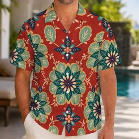 Vintage Tropical Botanical Rosettes For Beach Vacations, Resort Weekends And Cruises Hawaiian Shirt