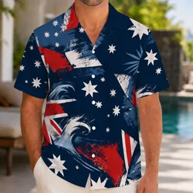 Australian Flag Inspired Southern Cross Motifs for Beach Parties and Summer Holidays Hawaiian Shirt