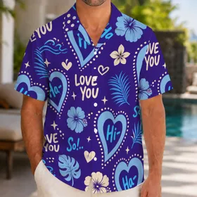 Valentine Aloha Hearts Love You Retro Style for Beach Parties and Romantic Getaways Hawaiian Shirt