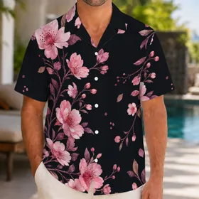 Blush Cherry Blossom Branches For Tropical Vacation Evenings And Resort Getaways Hawaiian Shirt