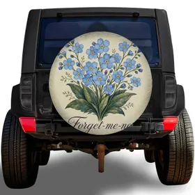 Forget-Me-Not Blue Flower Bouquet Vintage Botanical Garden Gift for Flower Lovers Spare Tire Cover