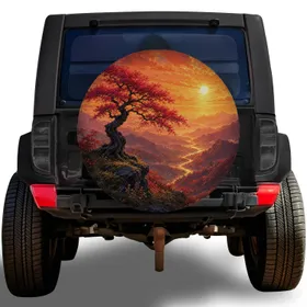 Autumn Sunset Mountain Tree Landscape For Adventure Road Trips And Outdoor Explorers Spare Tire Cover