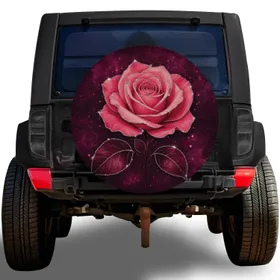 Sparkling Pink Rose Floral Decor for Glam Road Trips, Camping, and Outdoor Garden Lovers Spare Tire Cover