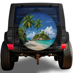 Tropical Beach Coconut Palms For Coastal Road Trips And Island Travel Adventure Lovers Spare Tire Cover
