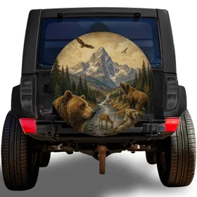 Grizzly Bears Alpine Mountain Deer Eagle Wilderness Adventure For Outdoor Explorers Spare Tire Cover
