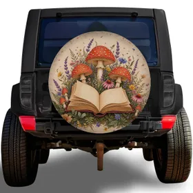 Enchanted Mushroom And Wildflower Book Cottagecore Gift For Readers And Garden Lovers Spare Tire Cover