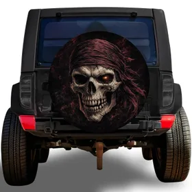 One-Eyed Pirate Skull For Off-Road Adventure Lovers And Rugged Outdoor 4x4 Enthusiasts Spare Tire Cover