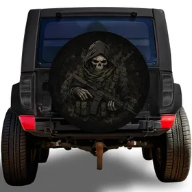 Hooded Skull Tactical Sentinel For Off Road Adventure Vehicles And Military Style Fans Spare Tire Cover