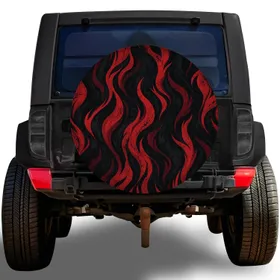 Red Black Flame Stripes For Off Road Adventure And Performance SUV Drivers Everywhere Spare Tire Cover