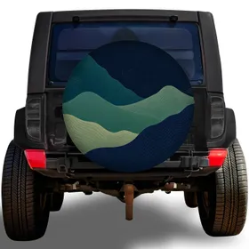Layered Green Mountain Waves For Outdoor Road Trips And National Park Adventure Lovers Spare Tire Cover