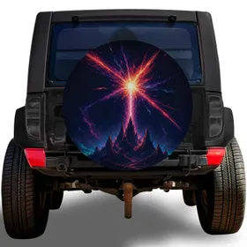 Supernova Alien Mountain Valley Scene for Sci-Fi Adventure Travelers and Stargazers Spare Tire Cover
