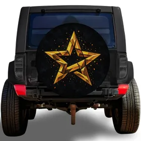 Golden Five Point Star Bold for Mystical Adventure Style Off Road Vehicle Enthusiasts Spare Tire Cover