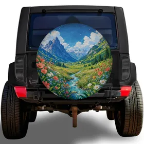 Alpine Wildflower Valley Mountain Landscape For Summer Road Trips And Outdoor Lovers Spare Tire Cover