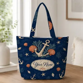 Nautical Anchors Shells And Starfish For Beach Trips, Travel, And Coastal Style Lovers Quilted Tote Bag