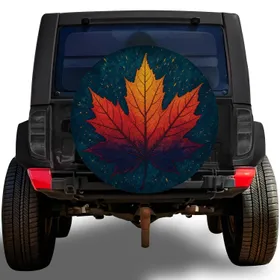 Colorful Maple Leaf Autumn Camping Road Trip Decor for SUV RV Adventure Travel Vehicles Spare Tire Cover