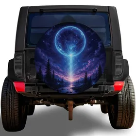 Blue Planet Forest Valley Night Sky For Camping Adventure And Overland Travelers Spare Tire Cover