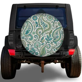 Vintage Botanical Paisley Motifs For Jeep Travel And Outdoor Road Adventure Lovers Spare Tire Cover