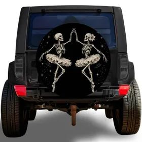 Gothic Skeleton Ballet Dancers for Halloween Road Trips and Alternative Dance Fans Spare Tire Cover