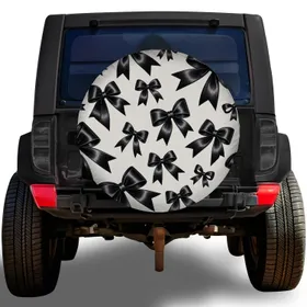 Black Satin Ribbon Bows for Memorial Road Trips RV SUV Trailer Exterior Wheel Decor Spare Tire Cover
