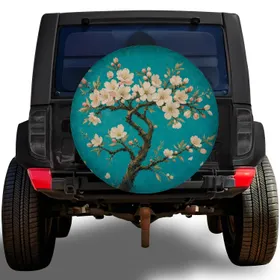 Turquoise Almond Blossom Tree Branch For Spring Road Trips Jeep SUV And RV Owners Spare Tire Cover