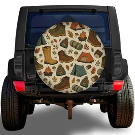 Vintage Camping Gear For RV Adventures, Hiking Trips And Outdoor Travel Enthusiasts Spare Tire Cover