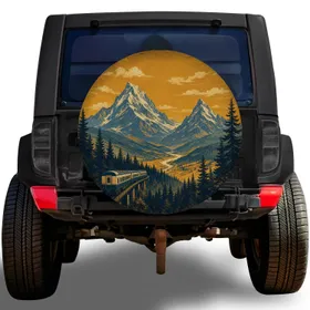 Vintage Mountain Train Landscape for Outdoor Travel and Camping Adventure Lovers Spare Tire Cover