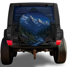 Moonlit Alpine Mountain Valley Outdoor Adventure For Campers And Off Road Travelers Spare Tire Cover