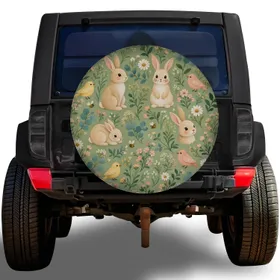 Woodland Rabbits And Songbirds For Spring Meadow Road Trips For Nature Loving Drivers Spare Tire Cover