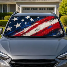 Distressed American Flag Stars And Stripes For Patriotic Road Trips And Military Families Car Sunshade