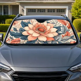 Terracotta Floral Botanical Collage For Summer Road Trips And Garden Style Drivers Car Sunshade