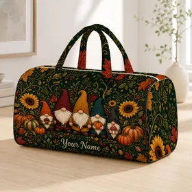 Autumn Woodland Gnomes And Sunflowers For Fall Travel, Getaways And Holiday Gift Giving Quilted Weekend Bag