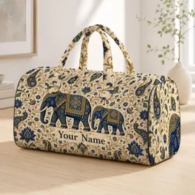 Regal Elephant Garden Floral Motif For Travel, Weekend Getaways And Thoughtful Gifts Quilted Weekend Bag