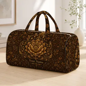 Antique Bronze Floral Medallion For Elegant Weekend Getaways And Travel Lovers Style Quilted Weekend Bag