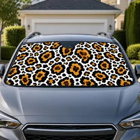 Golden Leopard Spots Animal Motif For Stylish Vehicle Interior Travel Accessories Car Sunshade