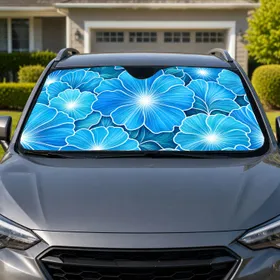 Blue Floral Rosettes For Cool Summer Drives And Everyday Road Trip Decor For Drivers Car Sunshade