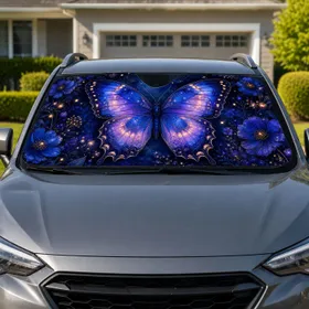 Luminous Blue Butterfly Night Garden For Dreamy Daily Drives And Butterfly Lovers Car Sunshade