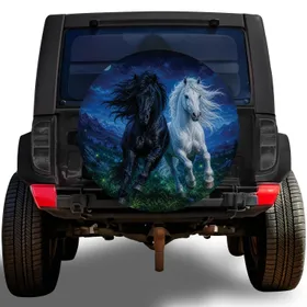 Moonlit Running Horses for Alpine Adventure RV and Off-Road Travel Camping Lovers Spare Tire Cover