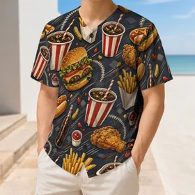 Cheeseburger And Fries Feast For Game Day Tailgates And Casual Streetwear Food Lovers Baseball Jersey
