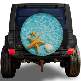 Tropical Pool Sea Stars And Scallop Shell For Coastal Summer RV Travel Adventures Spare Tire Cover