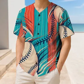 Turquoise Coral Baseball Stitch Motif for Game Day Teams and Vintage Sports Fans Baseball Jersey