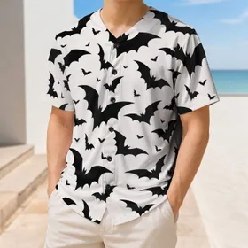 Black Bat Silhouettes For Halloween Parties, Gothic Streetwear And Night Game Fans Baseball Jersey