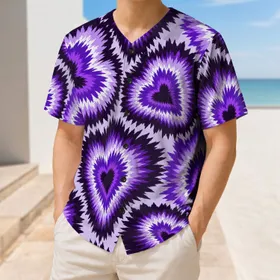 Purple Black Heart Tie-Dye Allover Athletic Style For Game Day And Streetwear Fans Baseball Jersey