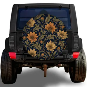 Vintage Botanical Wildflowers For Outdoor Camping Road Trips RV SUV Trailer Owners Spare Tire Cover
