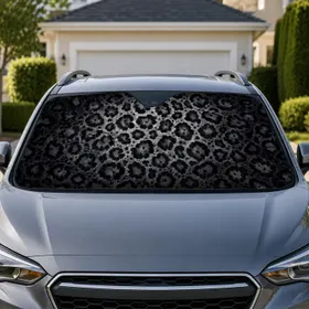 Black Leopard Spot Motif for Bold Everyday Driving Style and Safari Fashion Lovers Car Sunshade