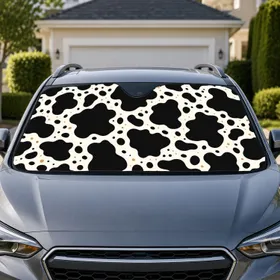 Black And White Holstein Cowhide Spots For Farmhouse Road Trip Style Lovers And Cow Fans Car Sunshade